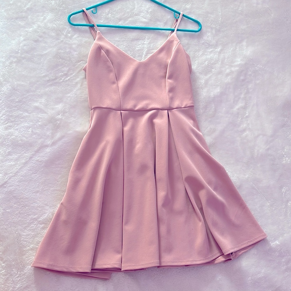 Pink Pleated Dress with Pockets